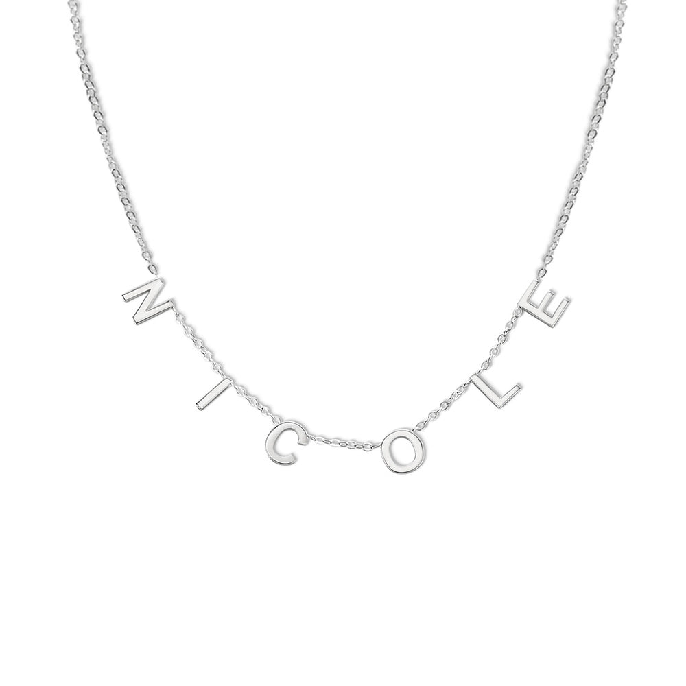 Bold Charms Name Necklace Silver
