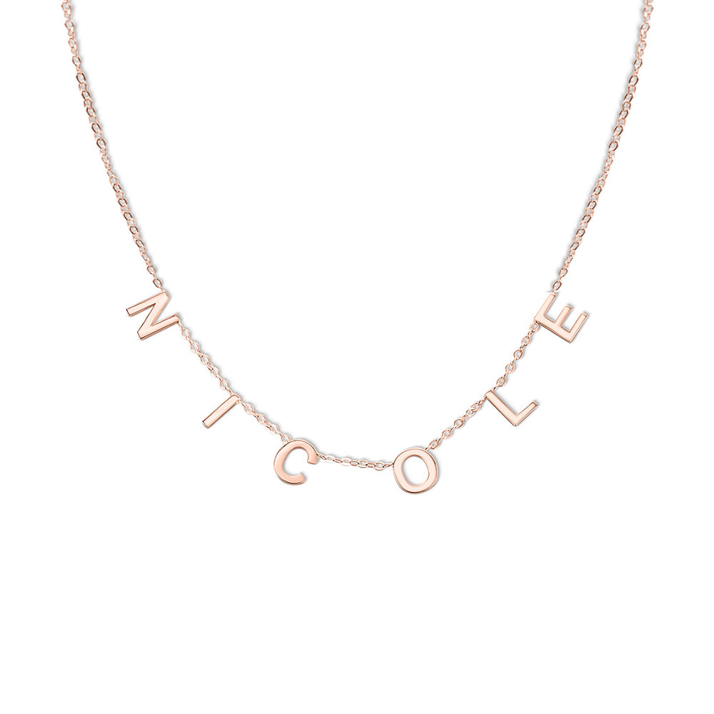 Bold Charms Name Necklace Rose Gold