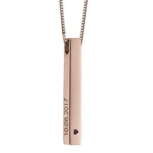 3D Bar Pendant Custom Name Necklace Rose Gold