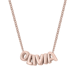 3D Bubble Name Chain Necklace Rose Gold