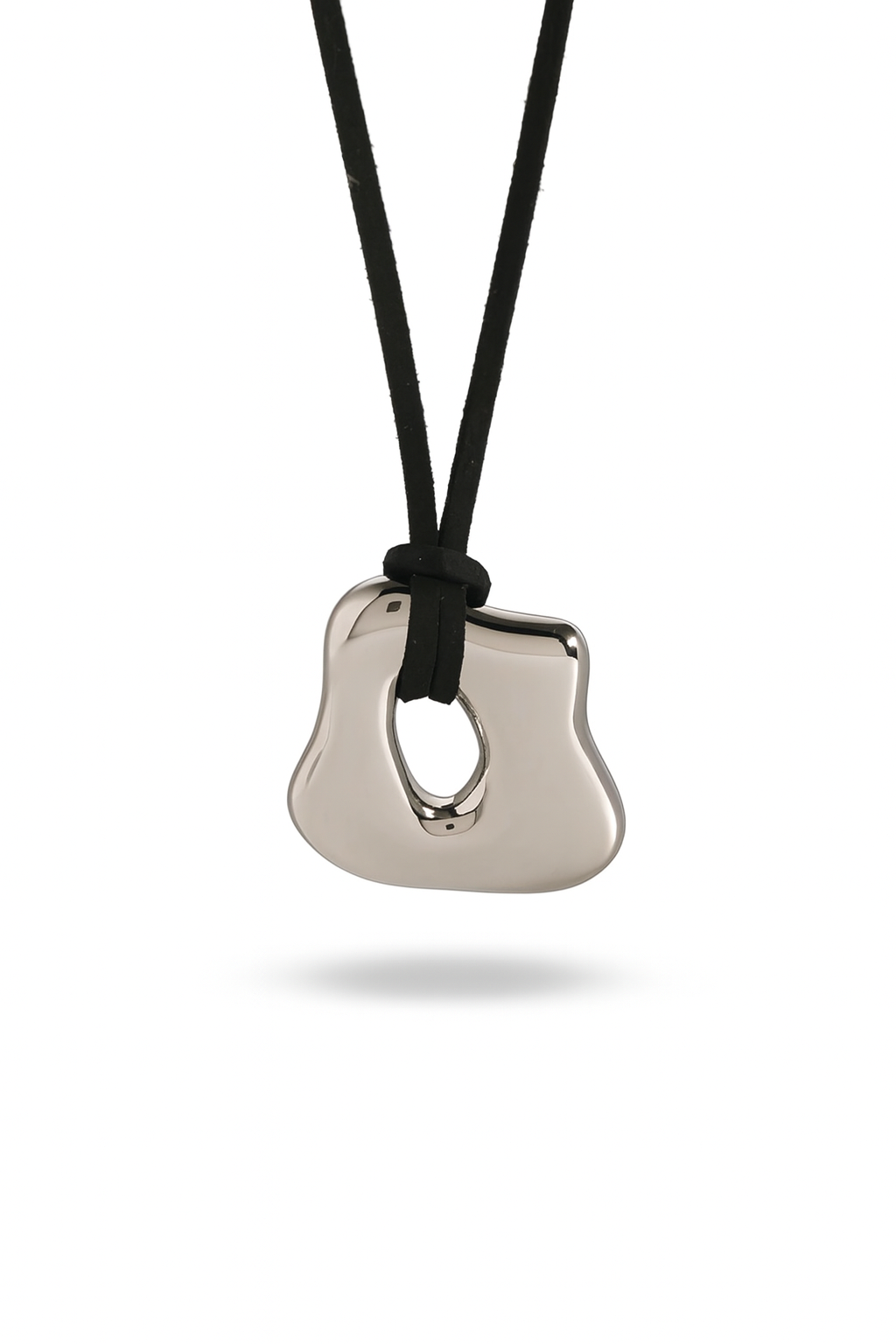 Silver Open Pendant on Black Cord