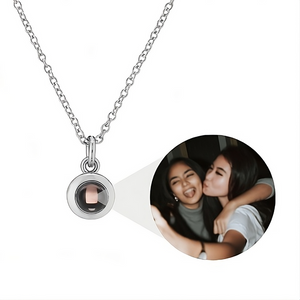 Circle Pendant Photo Necklace Silver