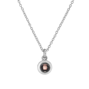 Circle Pendant Photo Necklace Silver