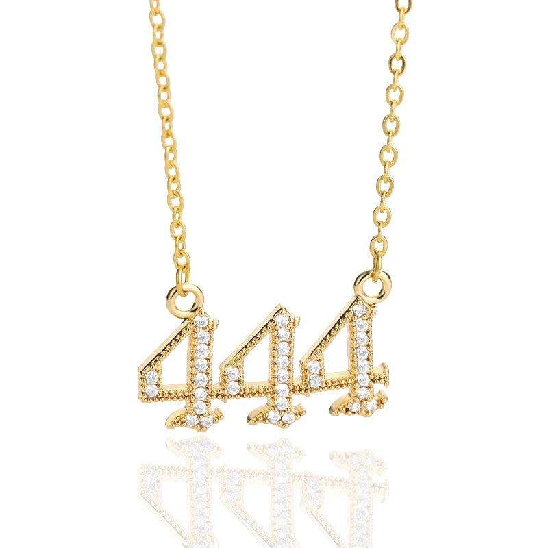 Icy Angel Number Necklace Gold