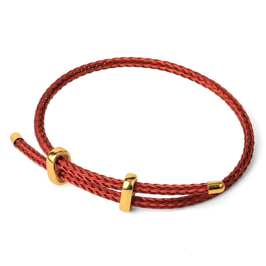 Braided Rope Bracelet with Classic Double Buckle