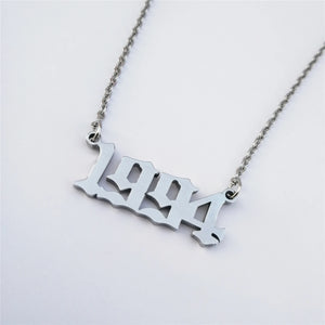 Old English Year Necklace Silver