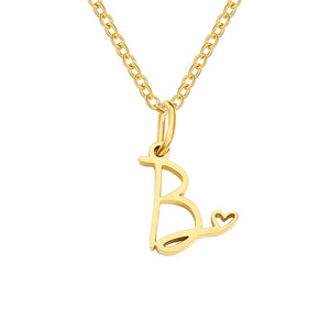 Paris Initial Necklace with Heart Accent