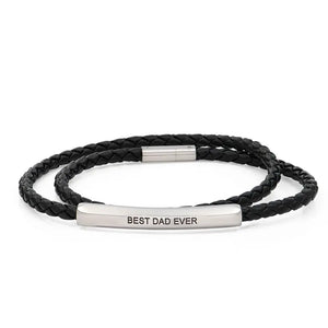 Personalized Double-Layer Leather Bracelet Black
