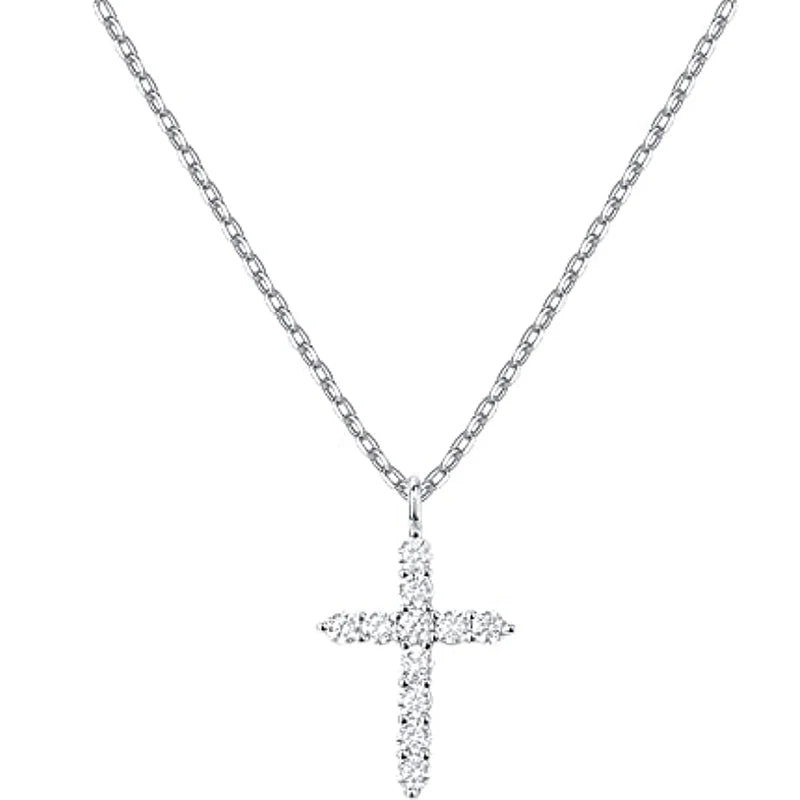 Dainty Cross Pendant Necklace Silver