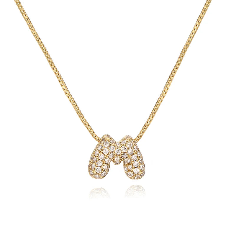 Mini Bubble Initial Necklace Sparkling Gold