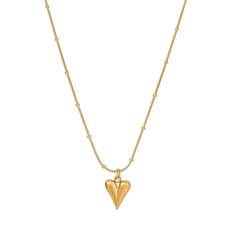 Heart Necklace with Snake Chain Gold