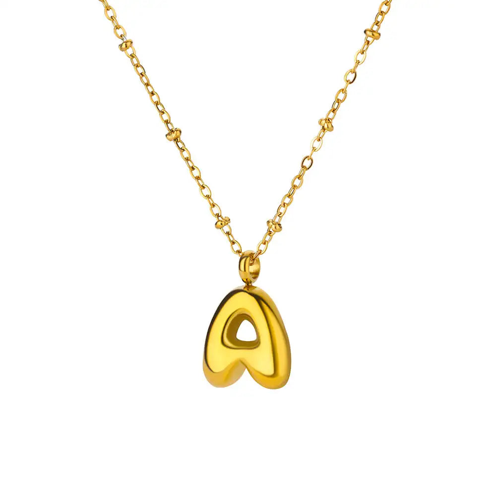 Mini 3D Bubble Initial Necklace Gold