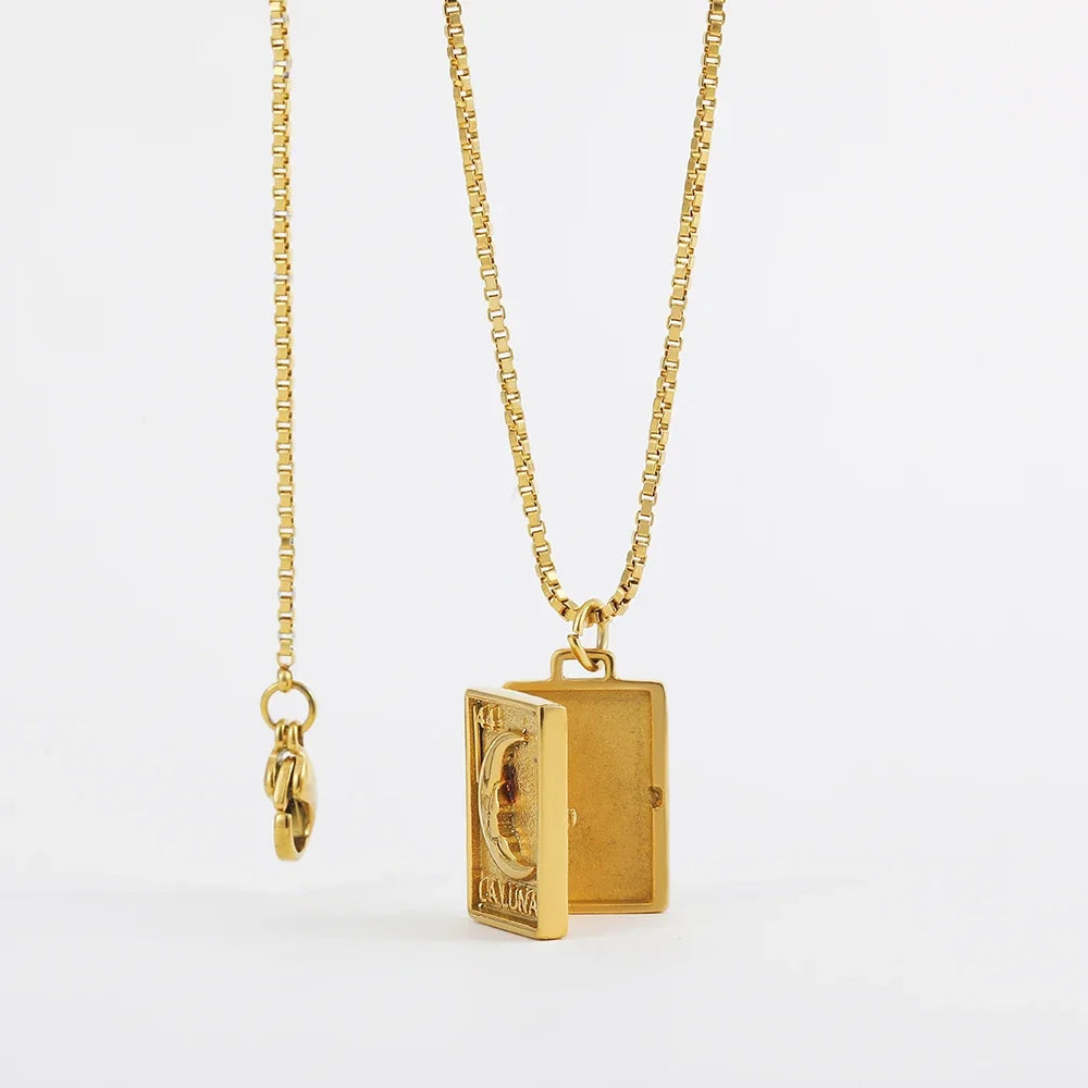 Gold Locket Necklace Vintage Openable Book