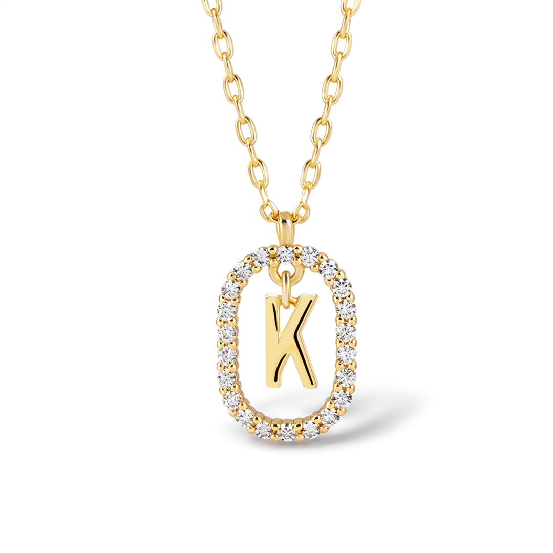 Circled Initial Necklace Gold