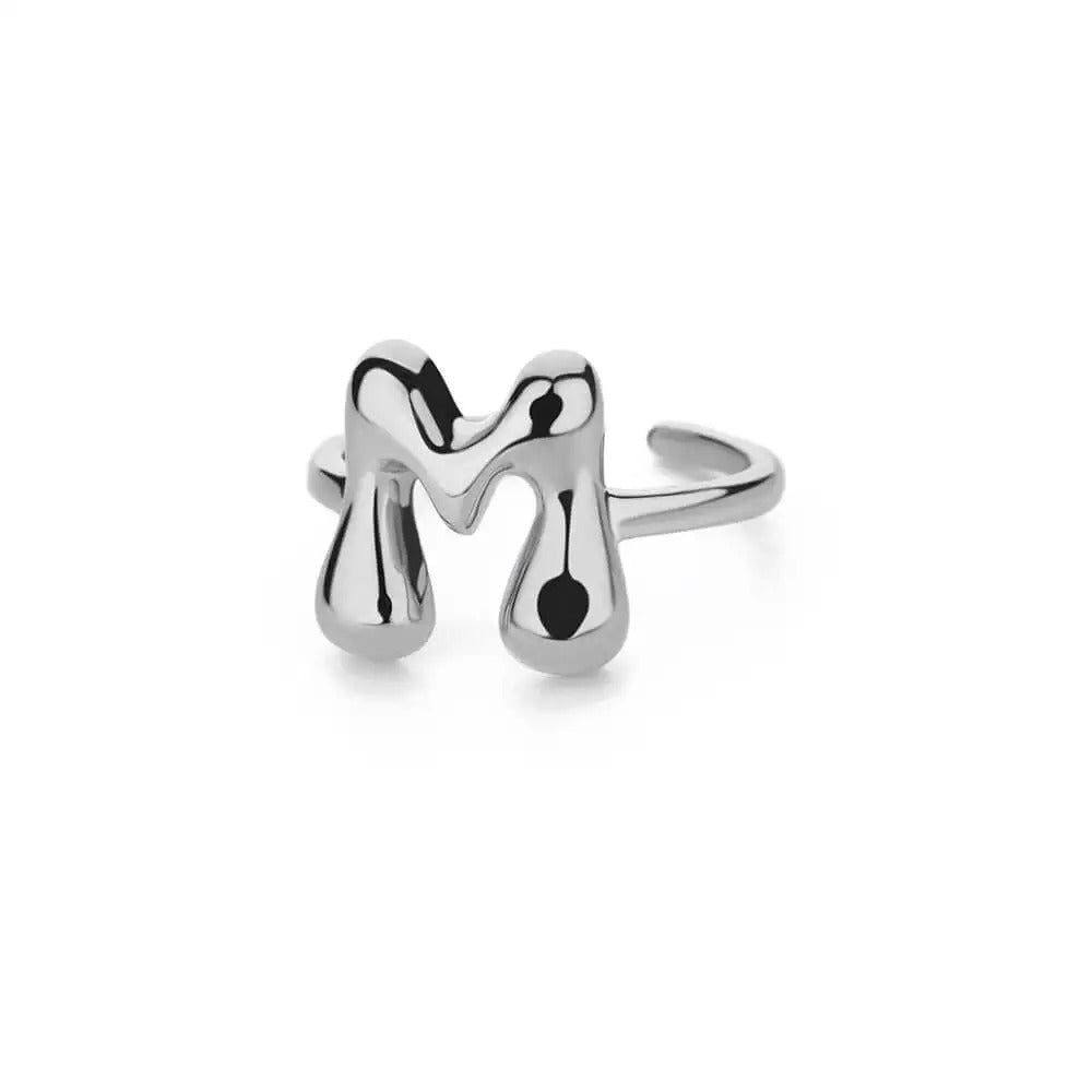 Bold Bubble Initial Ring Silver