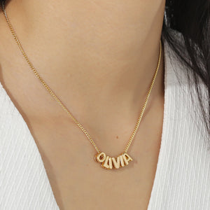3D Bubble Name Chain Necklace 18K Gold