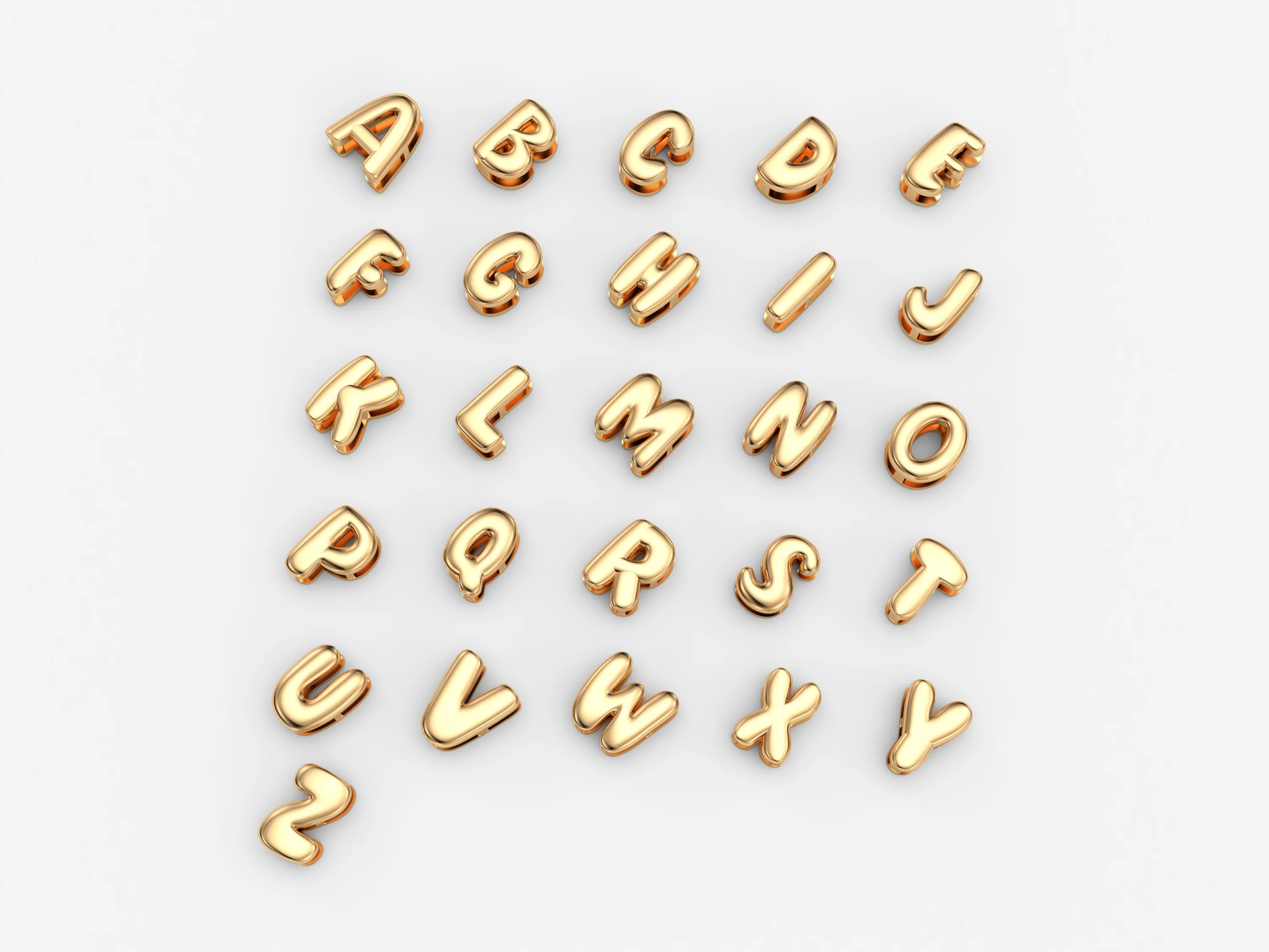 3D Bubble Name Chain Necklace 18K Gold