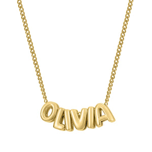 3D Bubble Name Chain Necklace 18K Gold