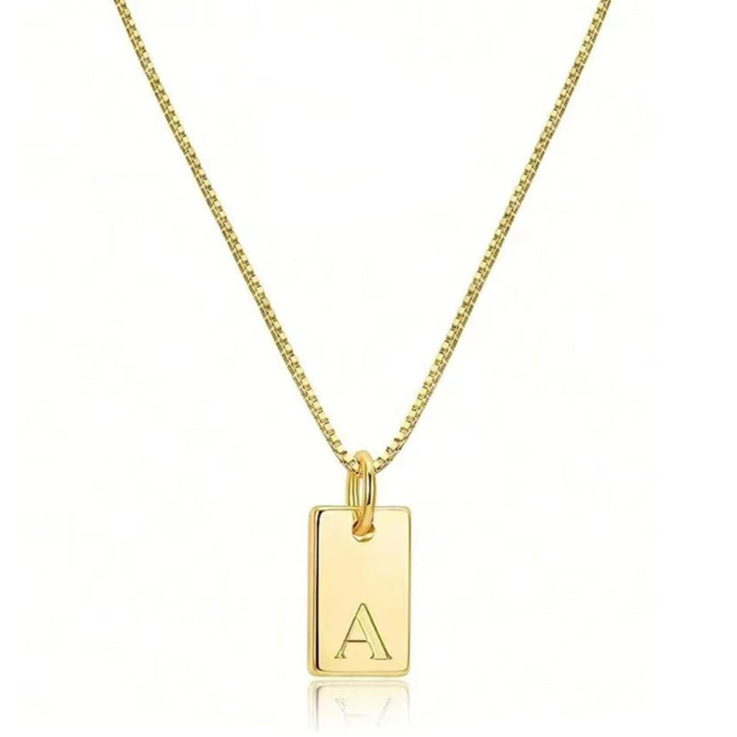 Engraved Initials Charm Necklace Gold