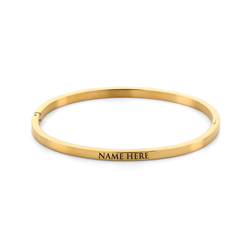 Classic Engraved Bangle Bracelet Gold