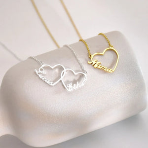 Double Heart Custom Name Necklace