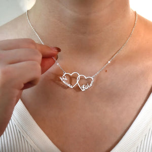 Double Heart Custom Name Necklace
