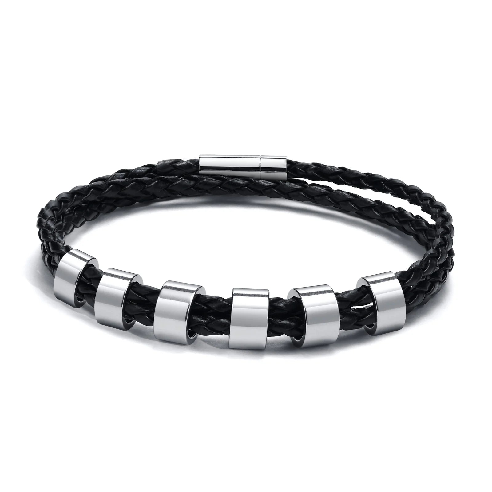 Engraved Custom Leather Braided Bracelet