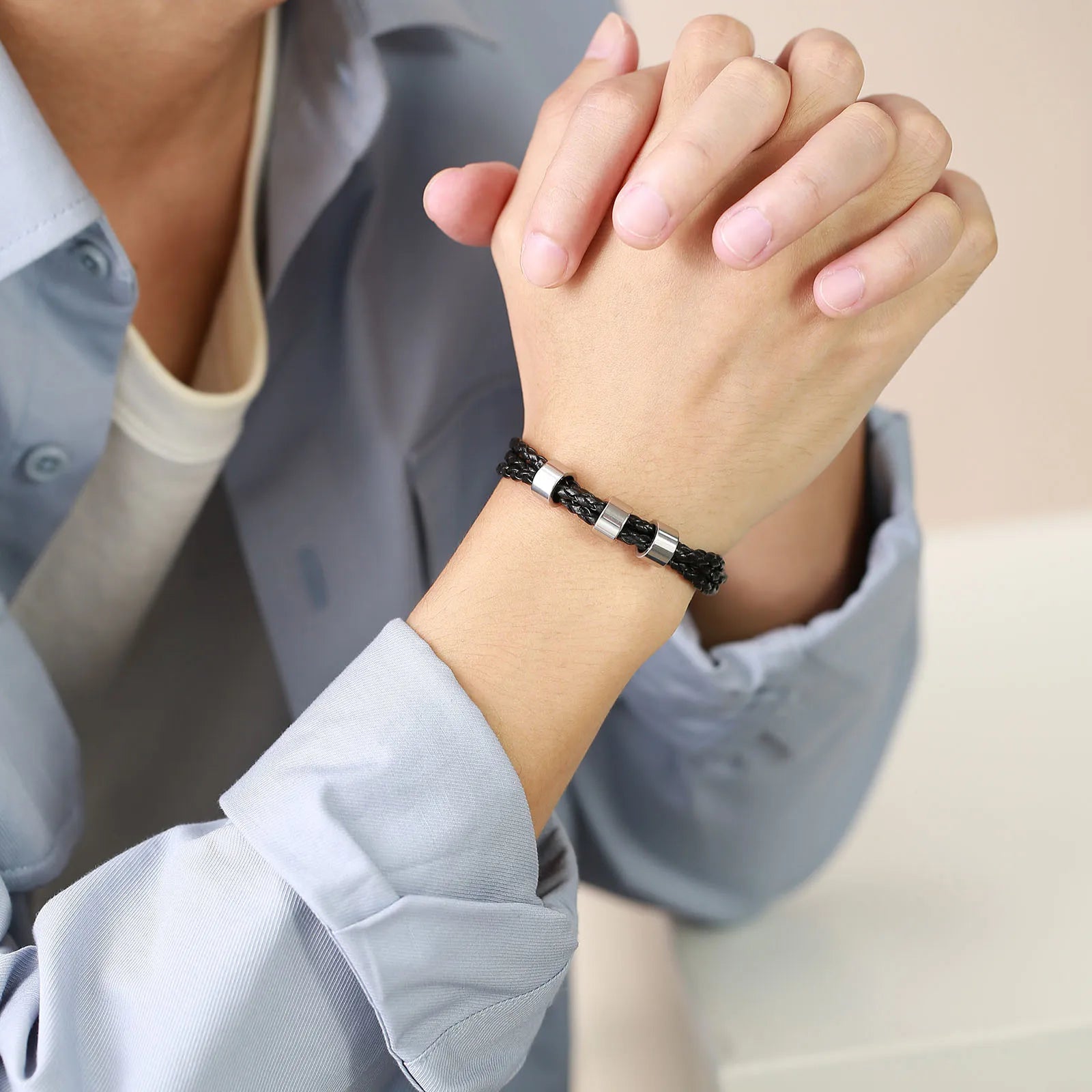 Engraved Custom Leather Braided Bracelet