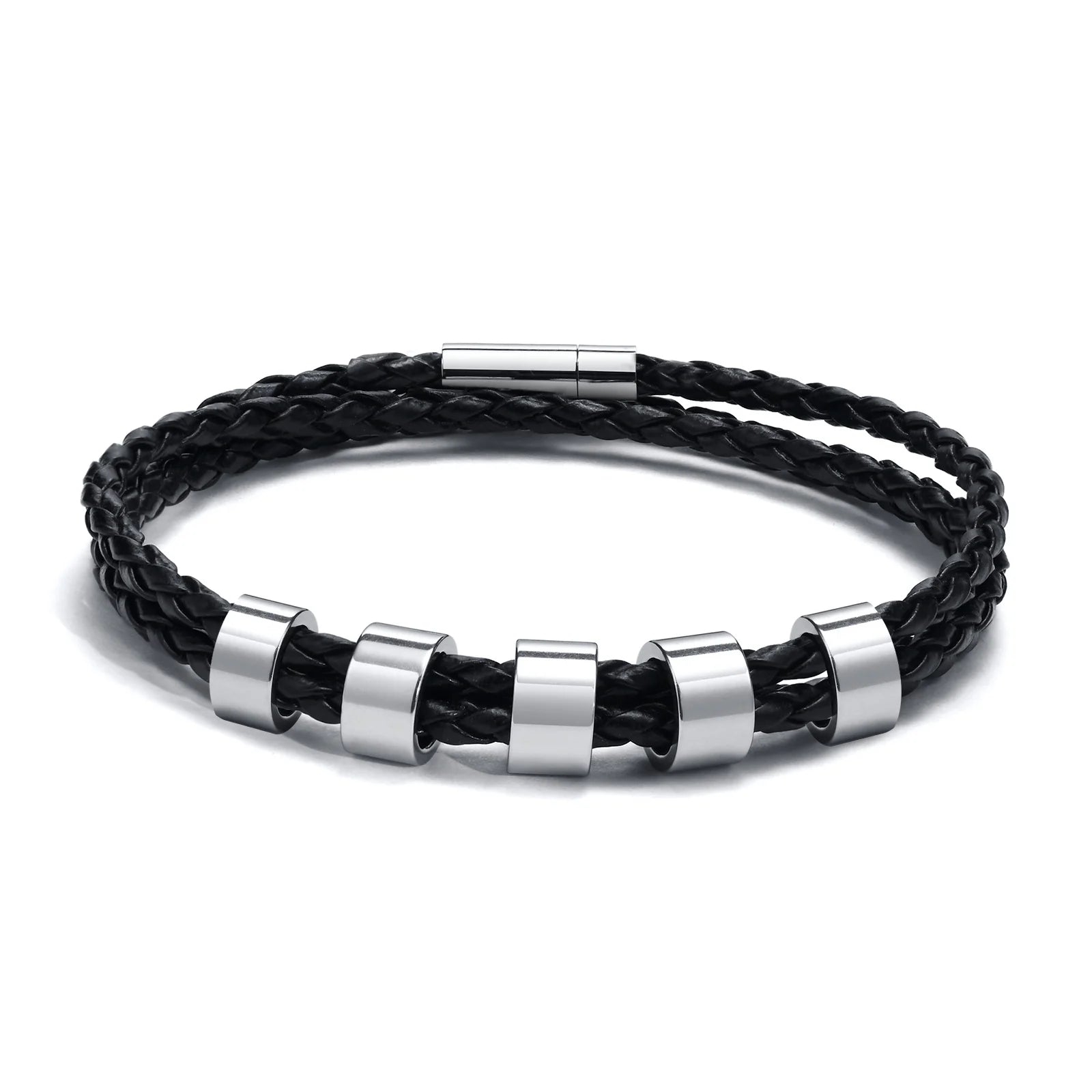 Engraved Custom Leather Braided Bracelet