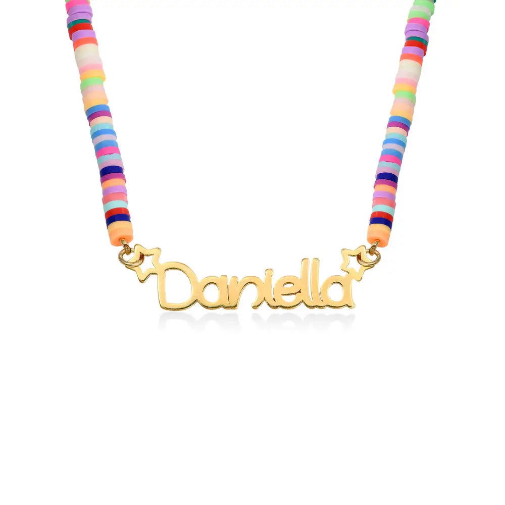 Kids Name Necklace Rainbow Beads
