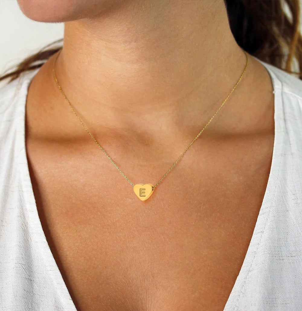 Minimalistic Heart Initial Necklace