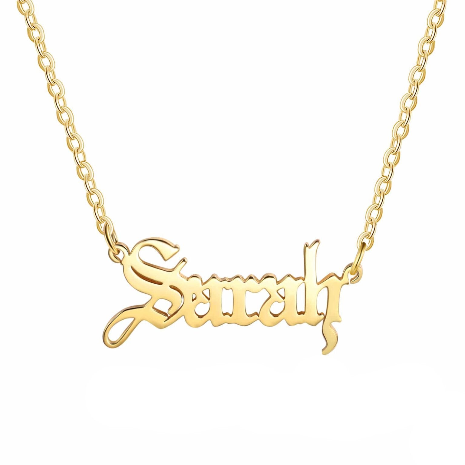 Old English Custom Name Necklace Gold