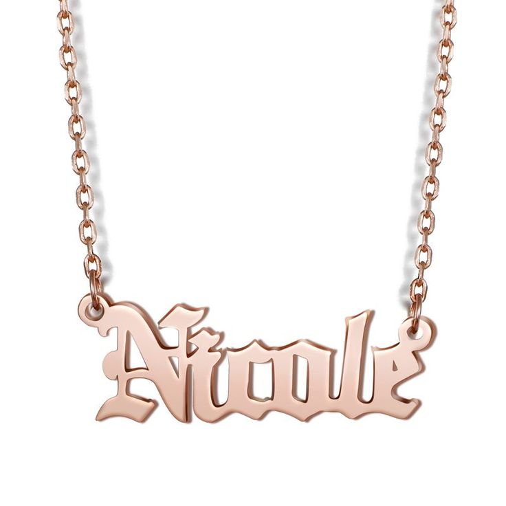 Old English Custom Name Necklace Rose Gold