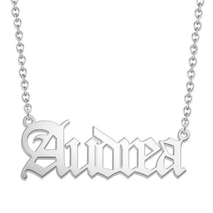 Old English Custom Name Necklace Silver