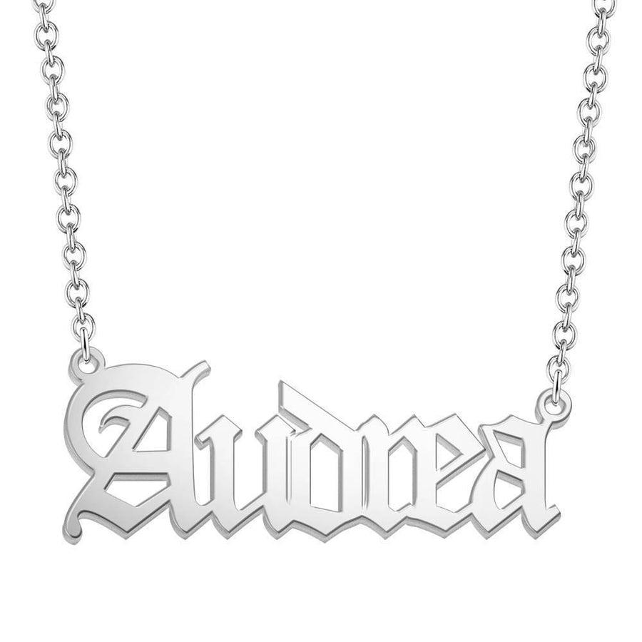Old English Custom Name Necklace Silver