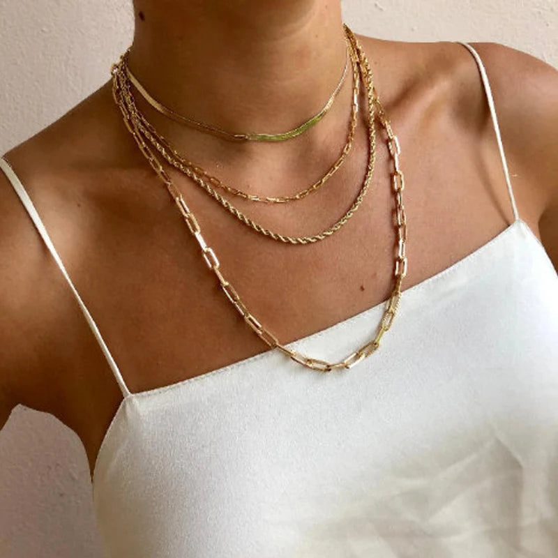 Paperclip Link Chain Necklace Gold