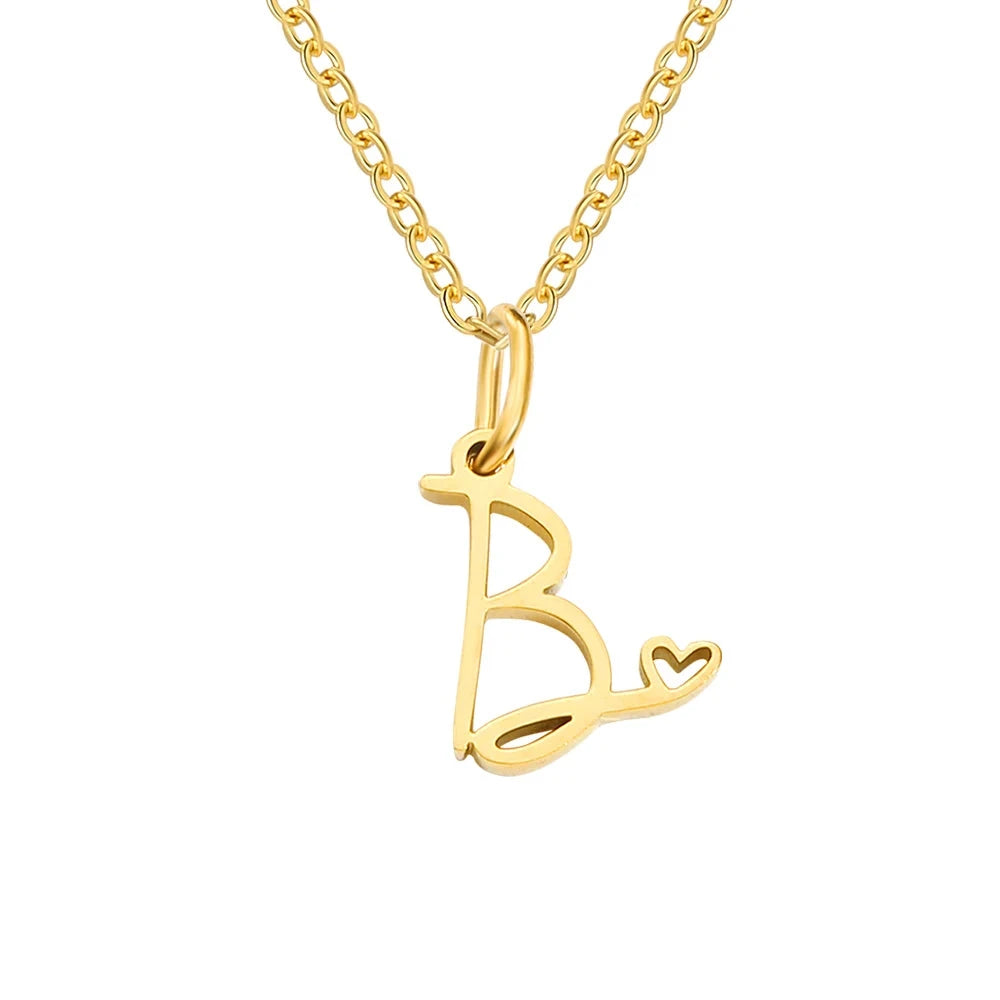 Paris Initial Necklace with Heart Accent