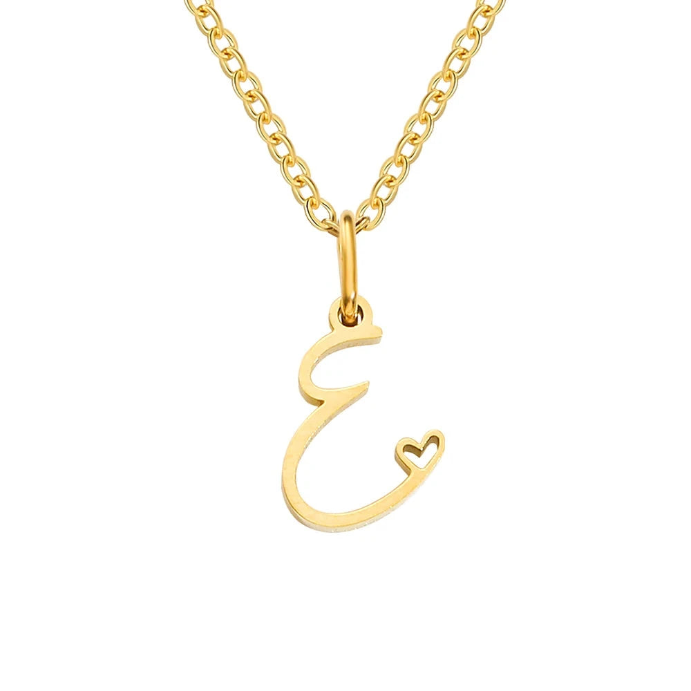 Paris Initial Necklace with Heart Accent