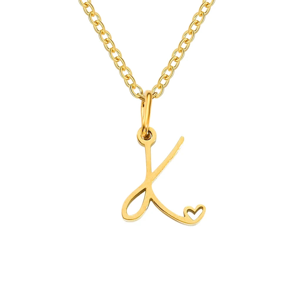 Paris Initial Necklace with Heart Accent