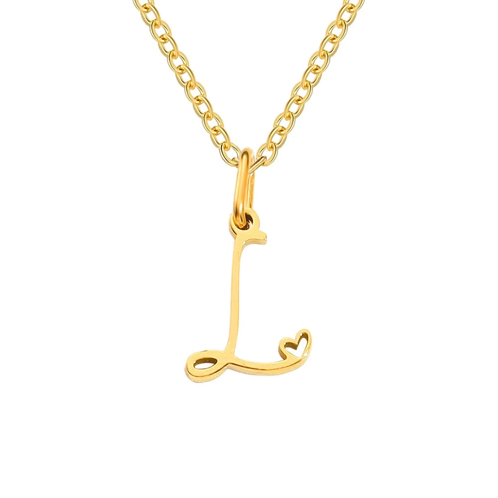 Paris Initial Necklace with Heart Accent