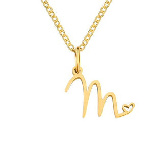 Paris Initial Necklace with Heart Accent