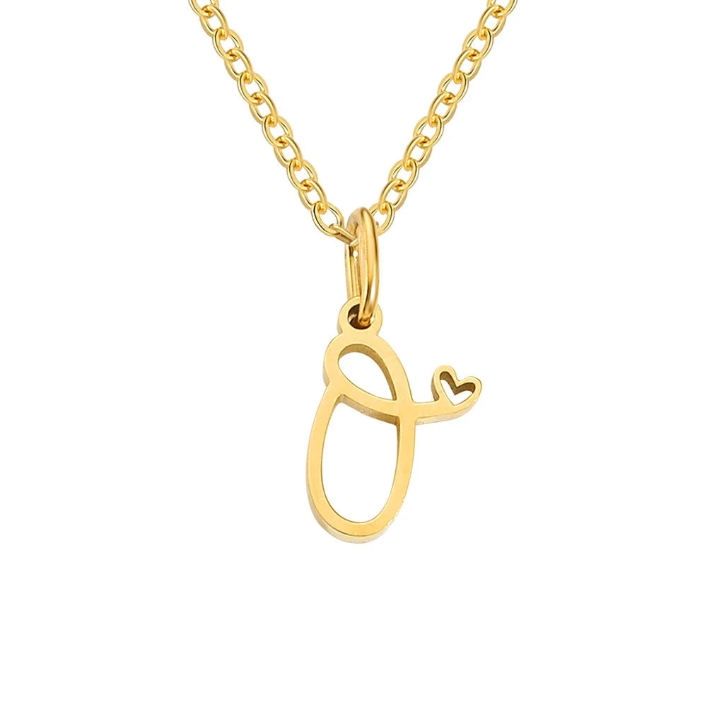 Paris Initial Necklace with Heart Accent