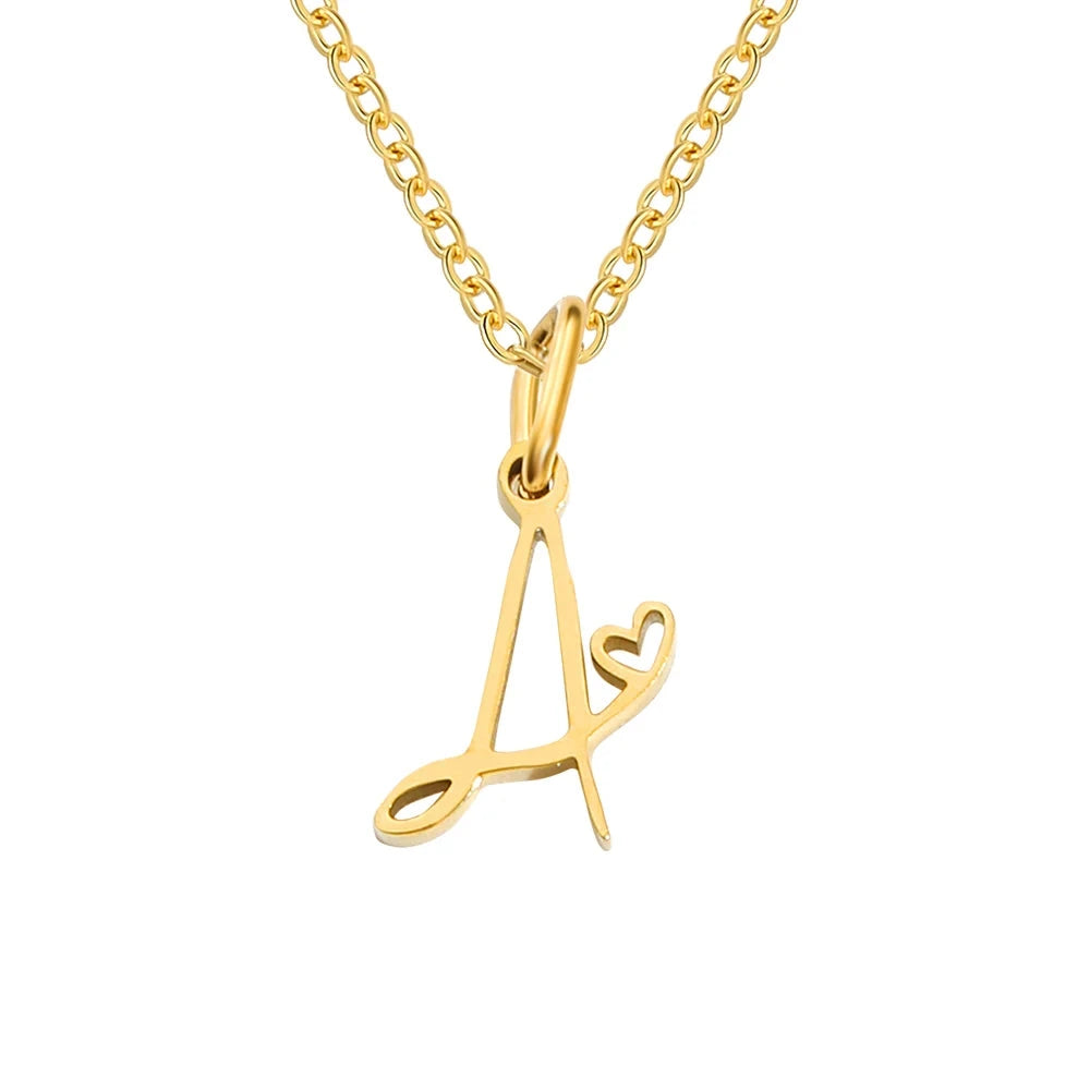 Paris Initial Necklace with Heart Accent