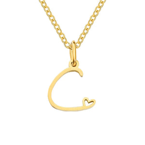 Paris Initial Necklace with Heart Accent