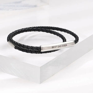 Personalized Double-Layer Leather Bracelet Brown