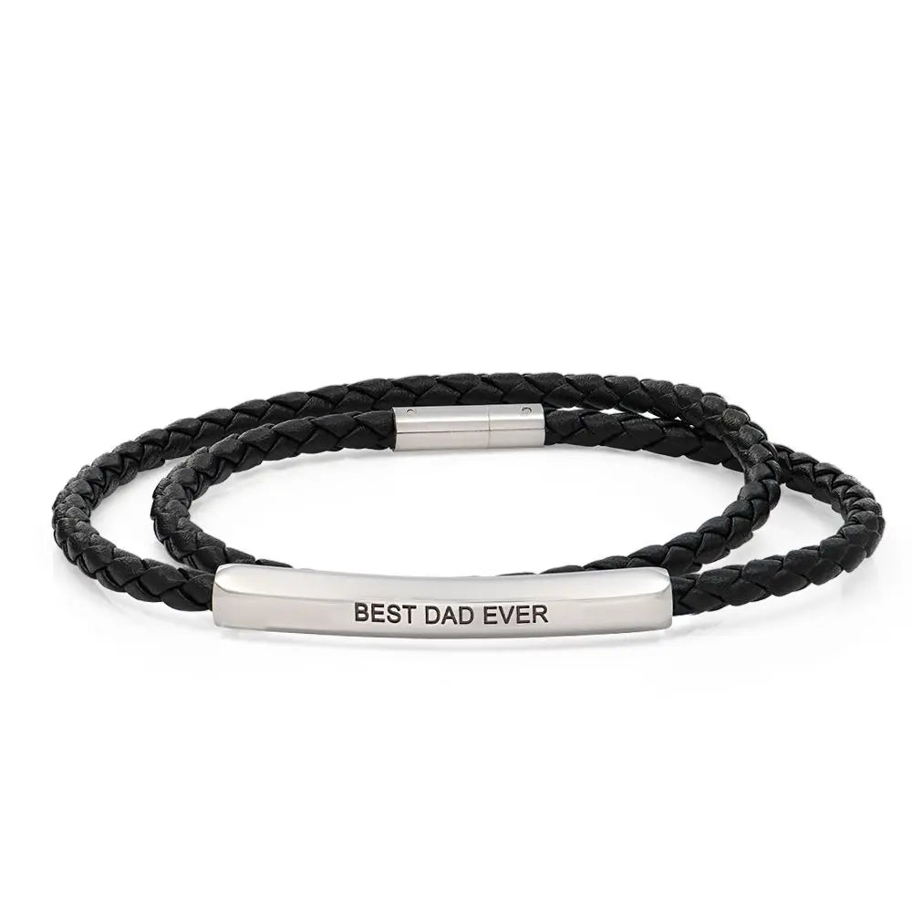 Personalized Double-Layer Leather Bracelet Brown