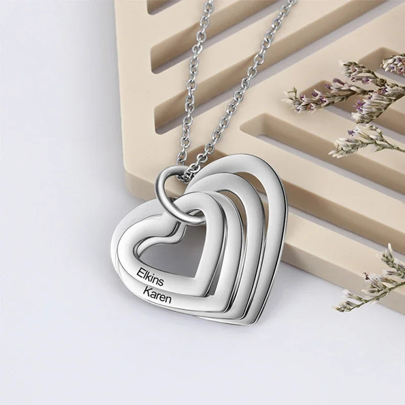Personalized Heart Pendant Name Necklace Silver