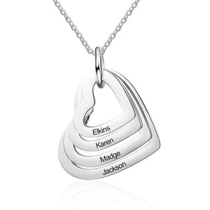 Personalized Heart Pendant Name Necklace Silver