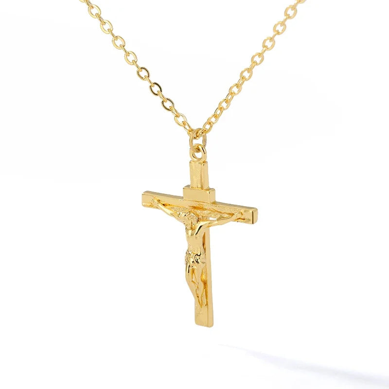 Christian Cross Pendant Necklace Gold
