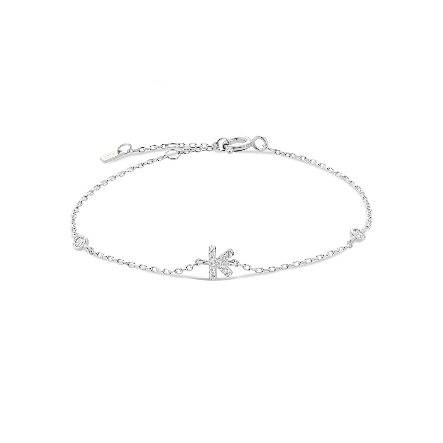 Dainty Initial Bracelet - Silver
